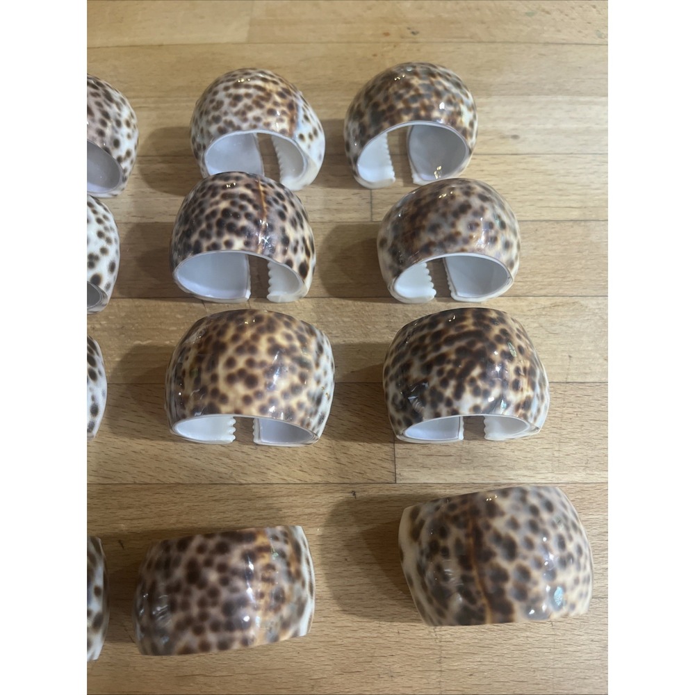 16 VTG Genuine Tiger Cowrie Shell Napkin Rings Coastal Beach Decor Ocean Sea